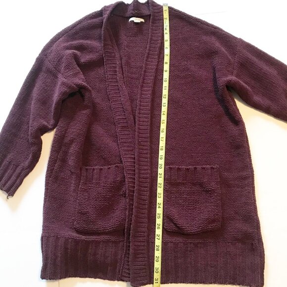 AMERICAN EAGLE AE Long Open Front Knit Cardigan Knit Burgundy Womens Small - Picture 9 of 9